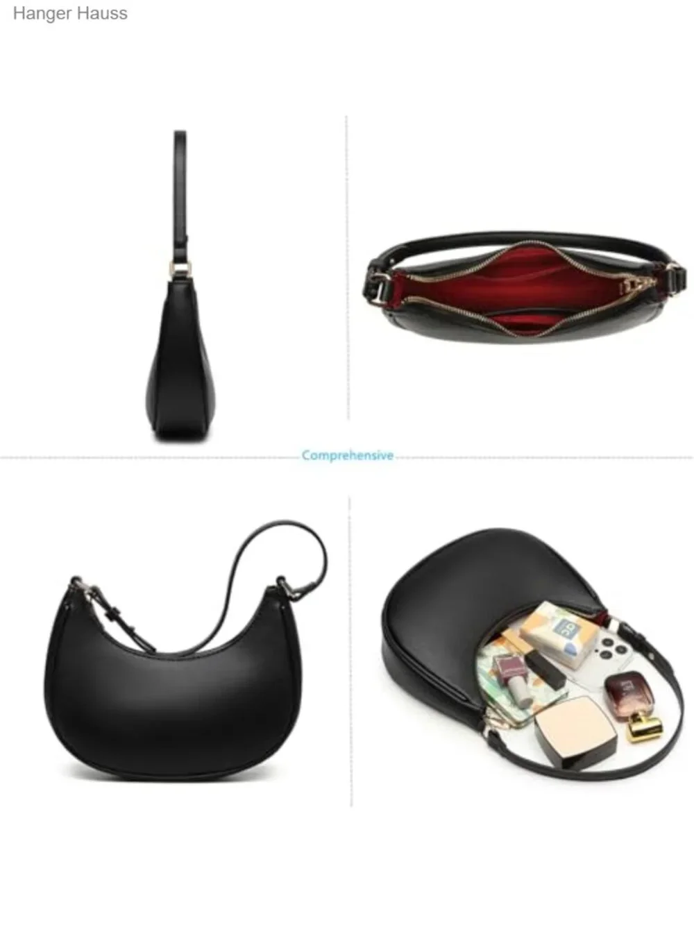 Y2K Crescent Purse Small Shoulder Bag Vegan Leather Convertible Clutch